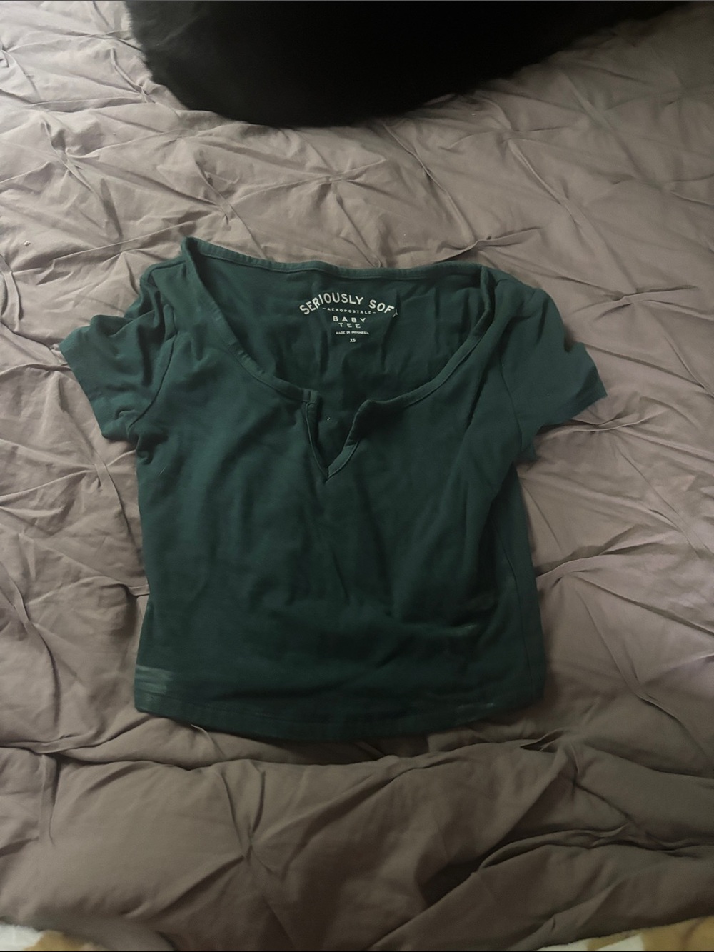 Aeropostale Women's Short Sleeve Scoop Top - Forest Green